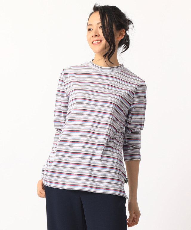 ハイネックジャガードTシャツ【スノーコットン】