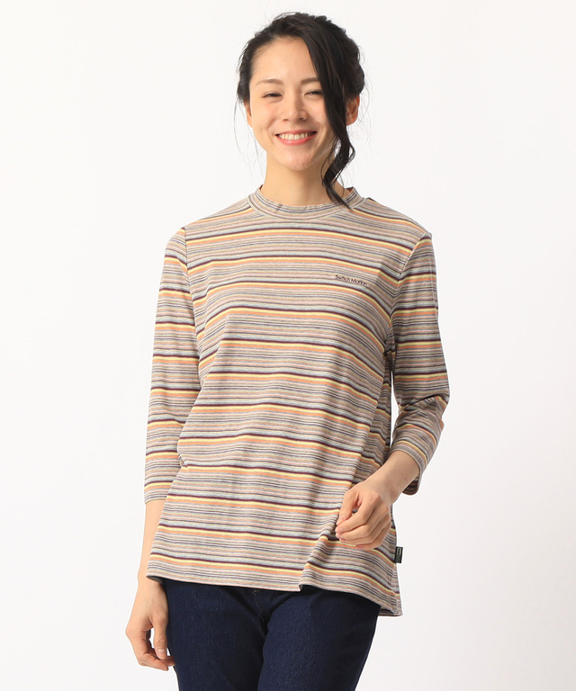 ハイネックジャガードTシャツ【スノーコットン】