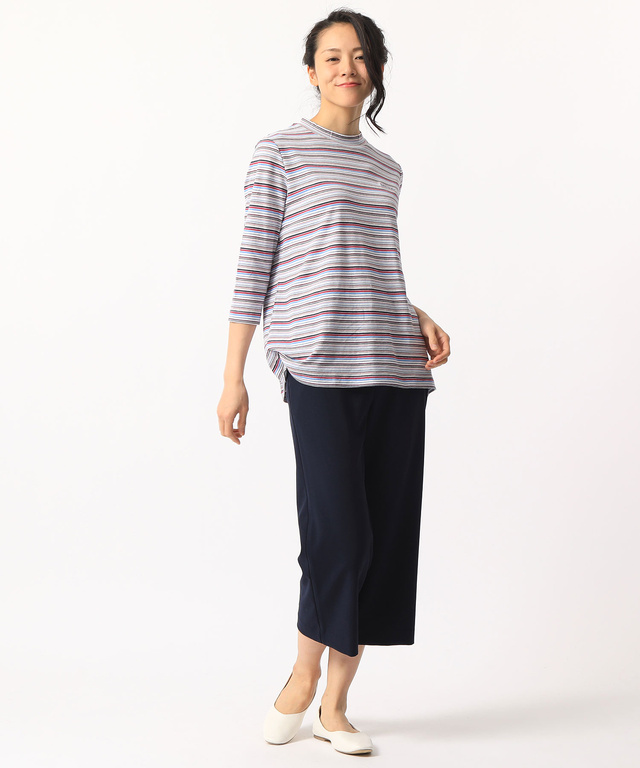 ハイネックジャガードTシャツ【スノーコットン】