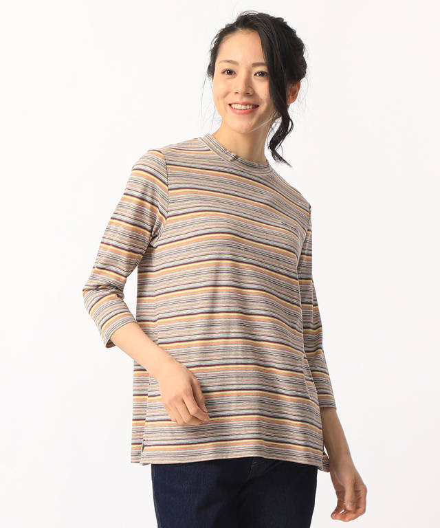 ハイネックジャガードTシャツ【スノーコットン】