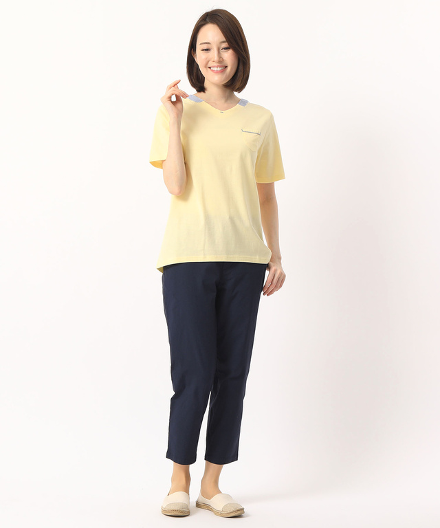 ストライプ部分使いTシャツ【UVカット】