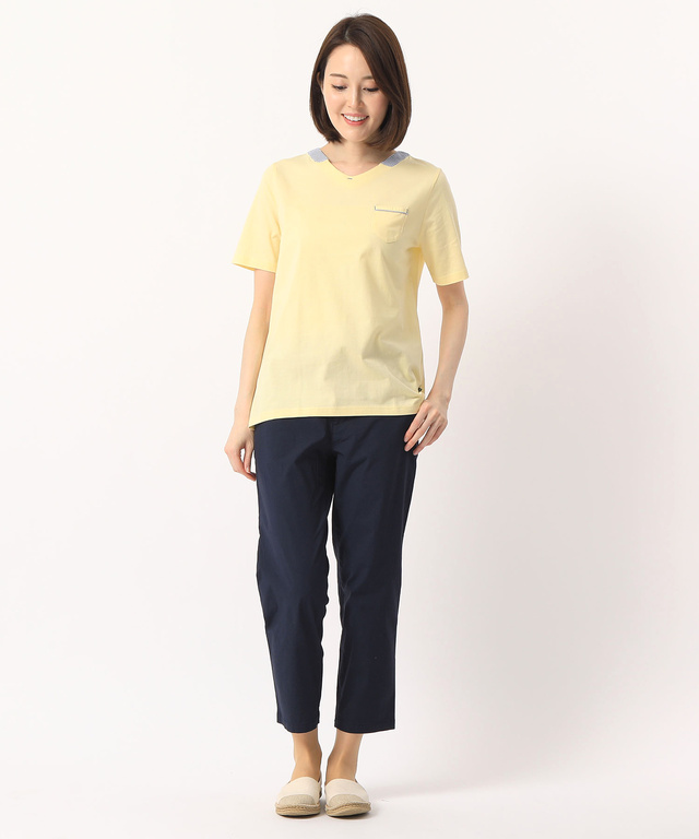 ストライプ部分使いTシャツ【UVカット】