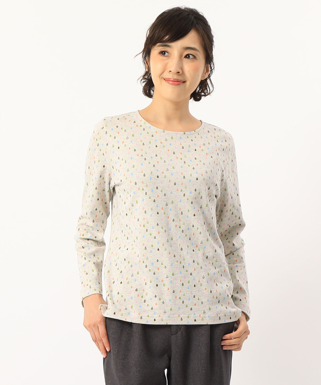 総柄プリントクルーネックTシャツ