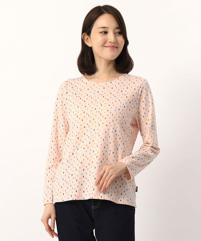 総柄プリントクルーネックTシャツ