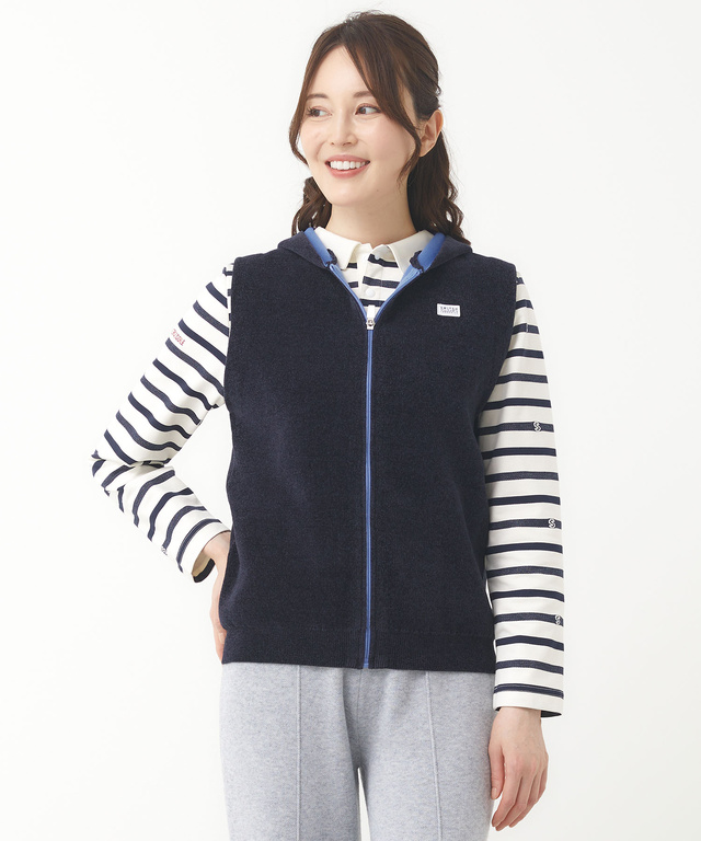 フリース風 ロゴワッペン ニットベスト