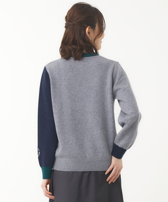 ウールブレンド 袖切替 ニット【手洗いOK】