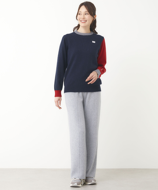 ウールブレンド 袖切替 ニット【手洗いOK】