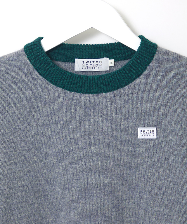 ウールブレンド 袖切替 ニット【手洗いOK】