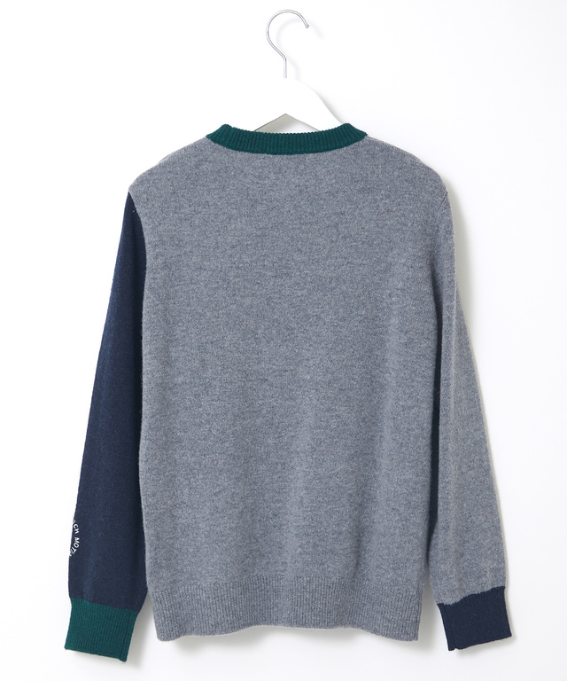 ウールブレンド 袖切替 ニット【手洗いOK】