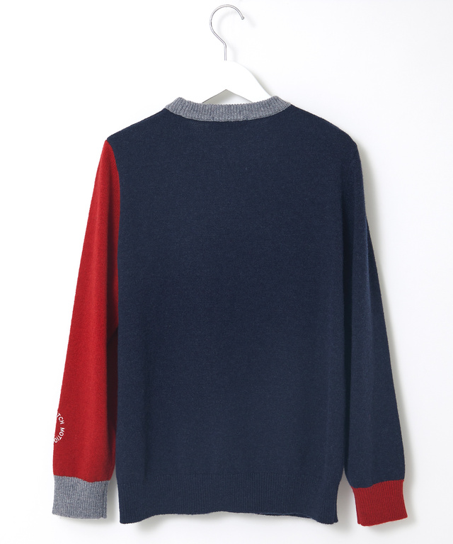 ウールブレンド 袖切替 ニット【手洗いOK】