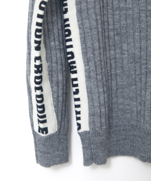 ロゴライン  タートルネック リブ ニット