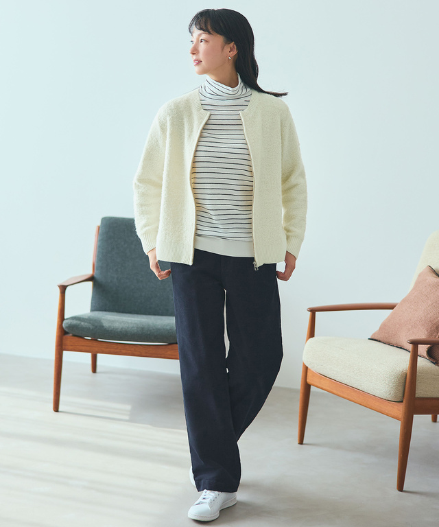 タートルネック 配色 ニット【手洗いOK】