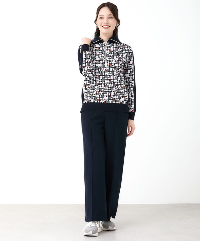 モノグラム ハーフジップ プルオーバー ニット