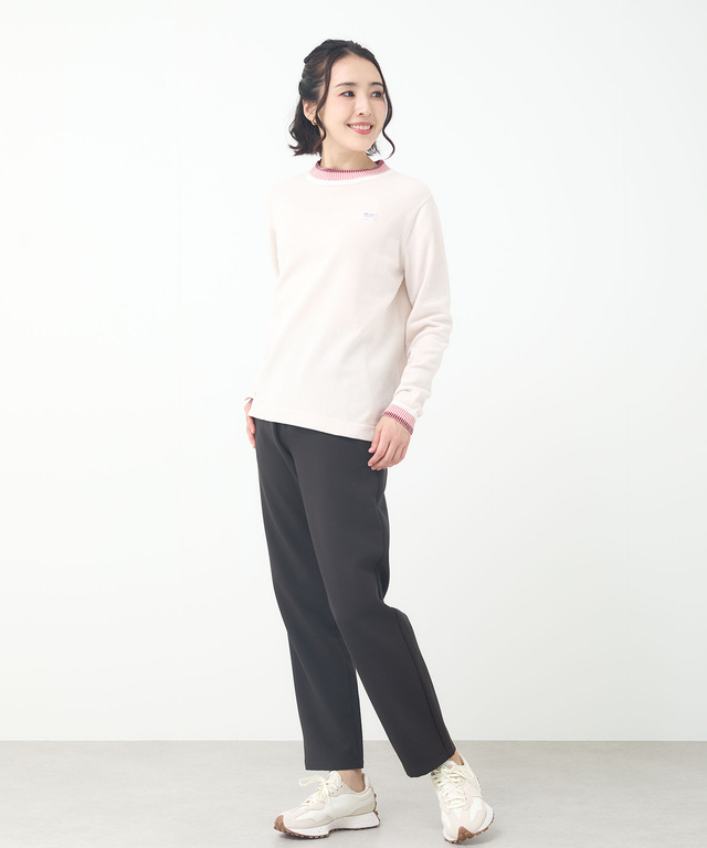 襟配色 ハイネックプルオーバー ニット