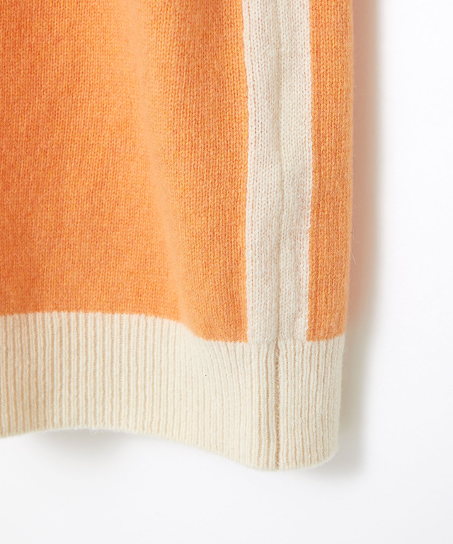 ウールブレンド リブ配色 プルオーバーニット