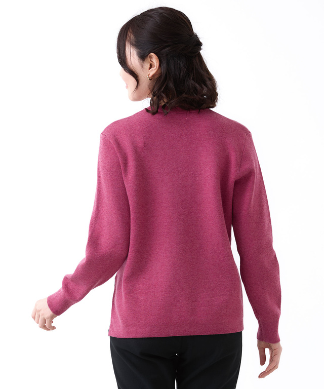 ウールブレンド 裾切り替え ロゴライン クルーネック ニット