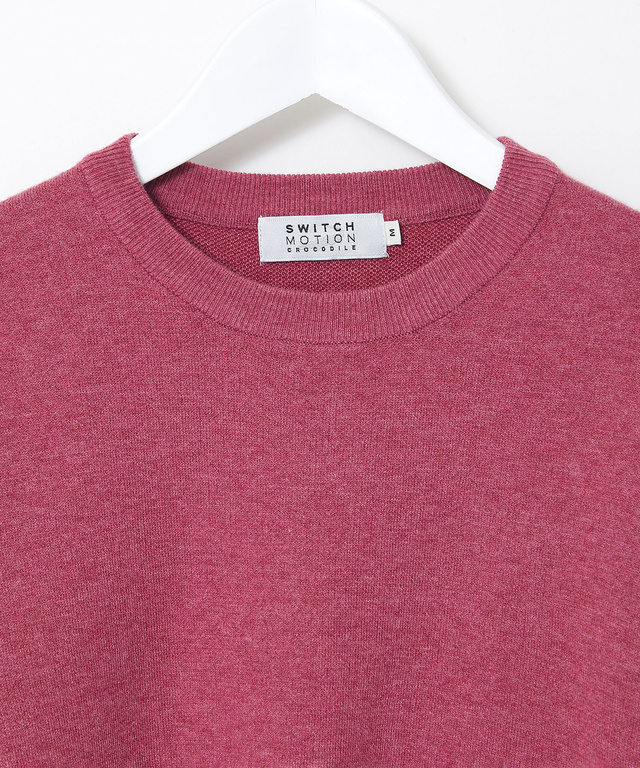 裾切り替え ロゴライン クルーネックニット