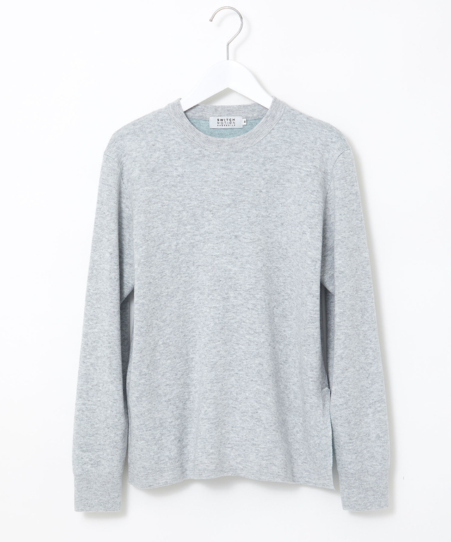 裾切り替え ロゴライン クルーネックニット