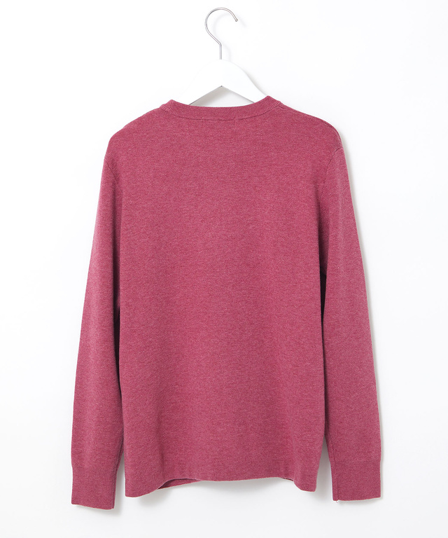 裾切り替え ロゴライン クルーネックニット