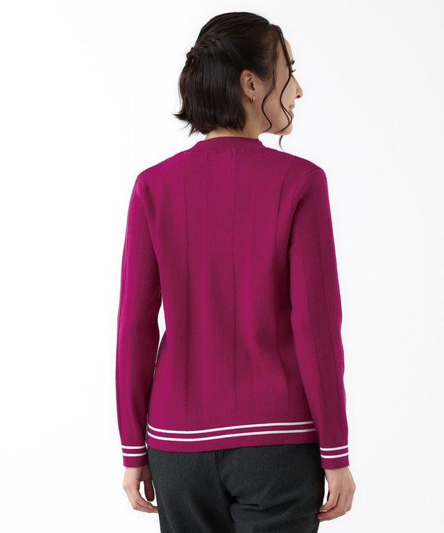 裾ライン リブ編み クルーネックニット