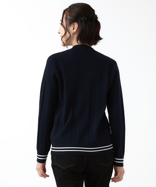 裾ライン リブ編み クルーネックニット