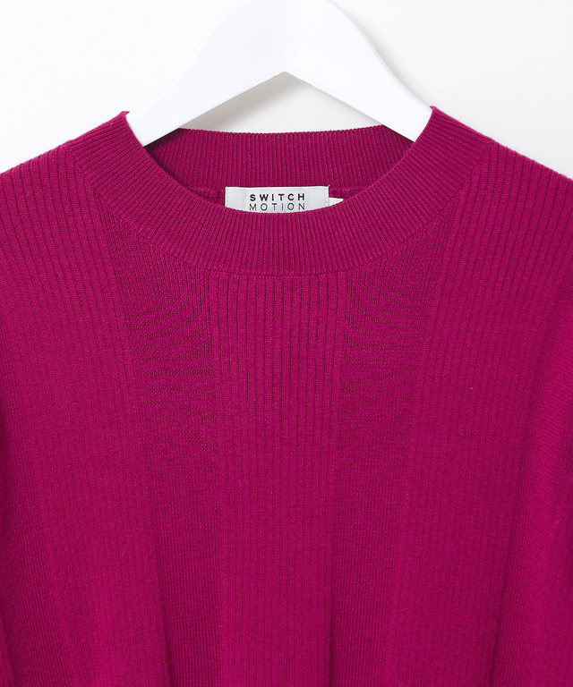 裾ライン リブ編み クルーネックニット