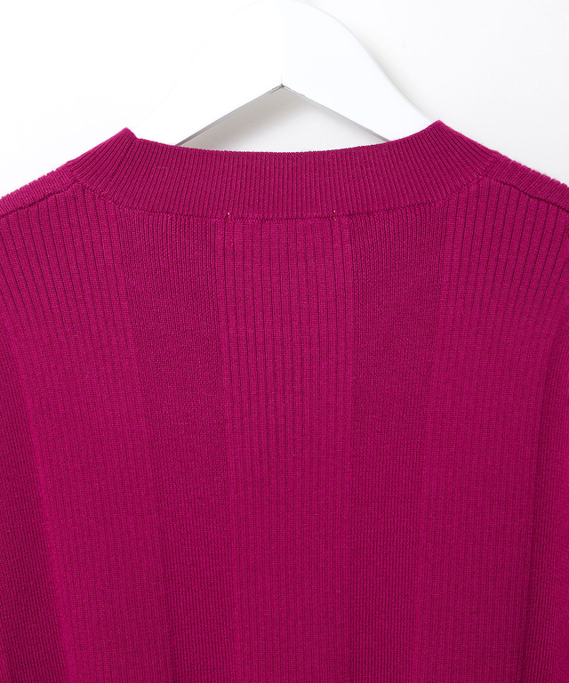 裾ライン リブ編み クルーネックニット