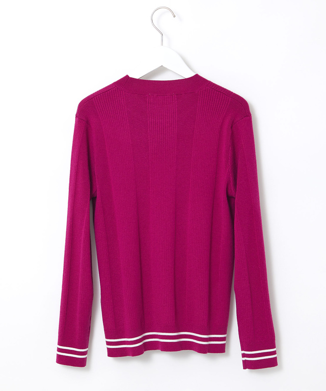 裾ライン リブ編み クルーネックニット