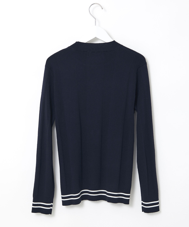 裾ライン リブ編み クルーネックニット