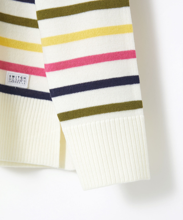 ウールブレンド パネルボーダー柄 ニット