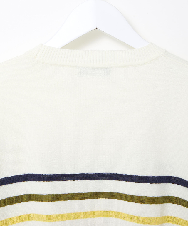 ウールブレンド パネルボーダー柄 ニット