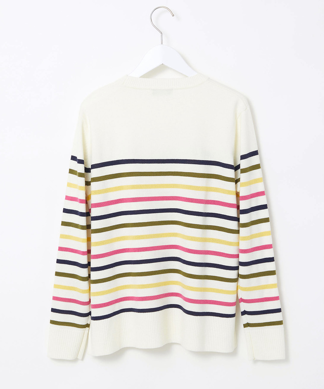 ウールブレンド パネルボーダー柄 ニット