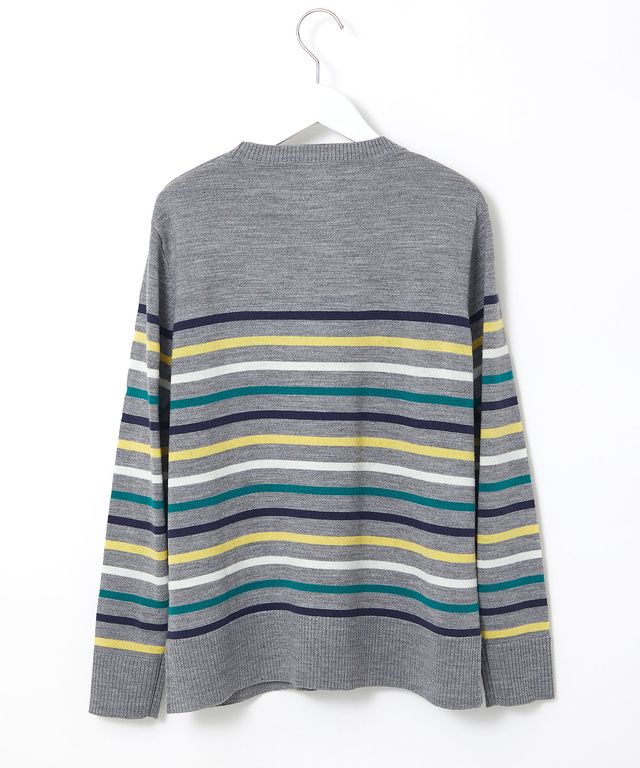 ウールブレンド パネルボーダー柄 ニット