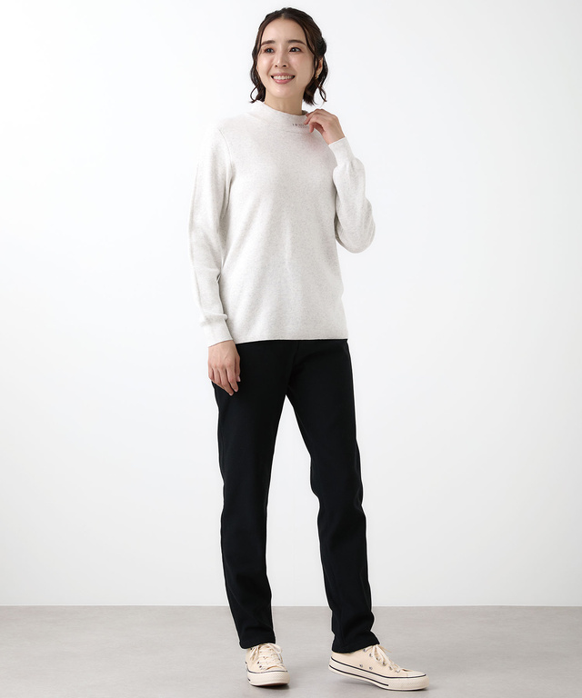 ハイネック リブデザイン ニット