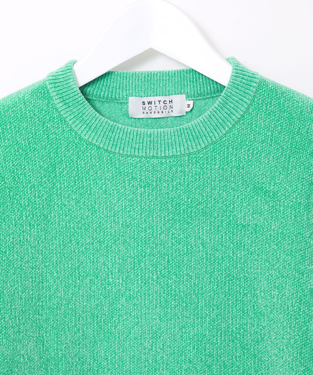 ウールブレンド  袖ライン クルーネック ニット