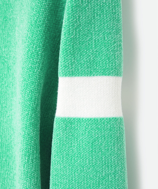 ウールブレンド  袖ライン クルーネック ニット