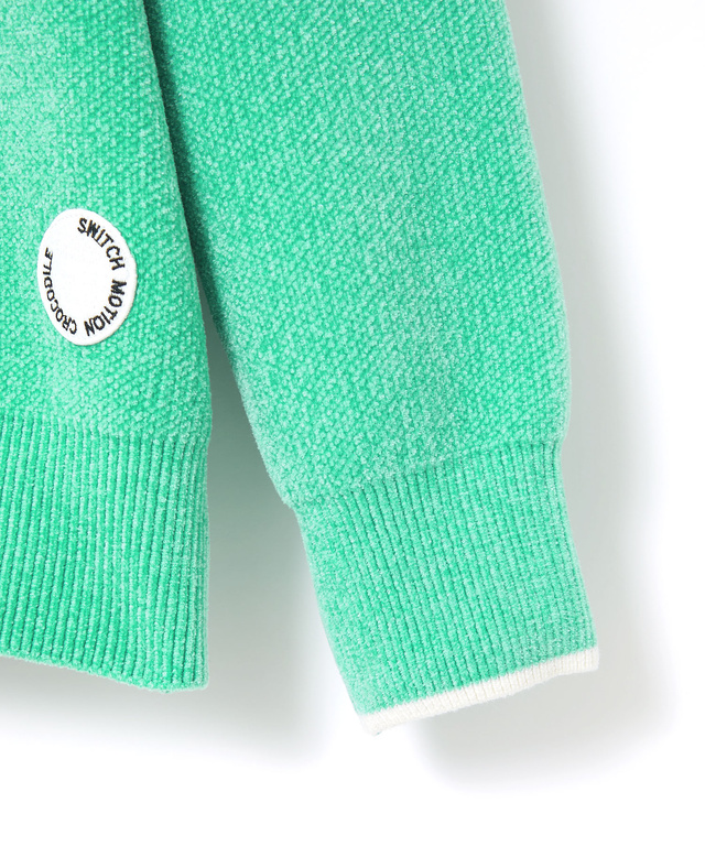 ウールブレンド  袖ライン クルーネック ニット