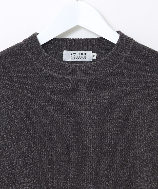 ウールブレンド  袖ライン クルーネック ニット