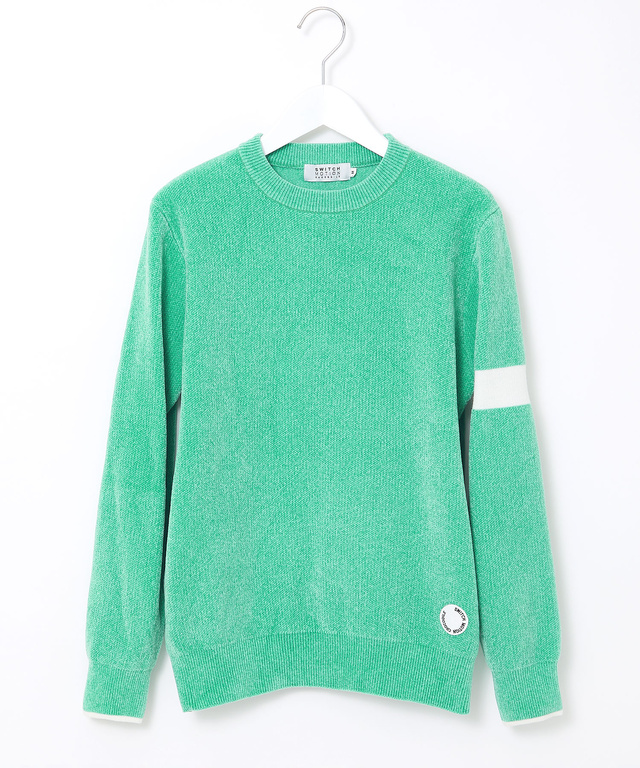 ウールブレンド  袖ライン クルーネック ニット