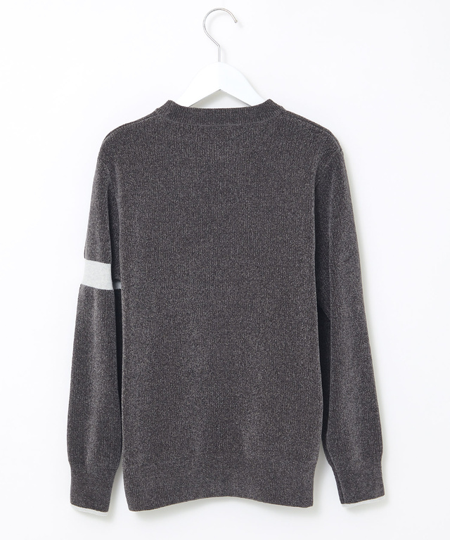 ウールブレンド  袖ライン クルーネック ニット