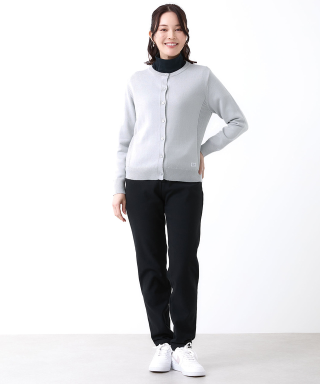 ウールブレンド アゼクルーネック カーディガン