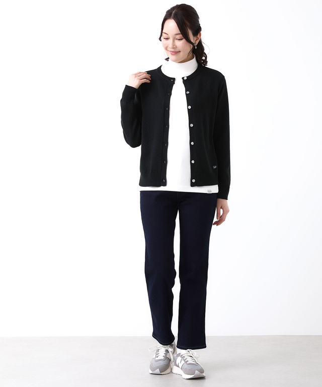 ウールブレンド アゼクルーネック カーディガン