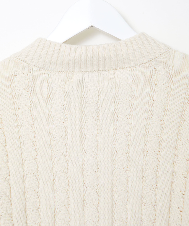 ウールブレンド  ケーブル  Vネック ニット