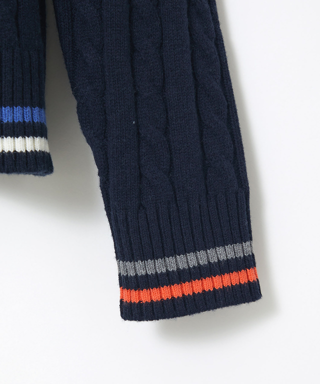 ウールブレンド  ケーブル  Vネック ニット