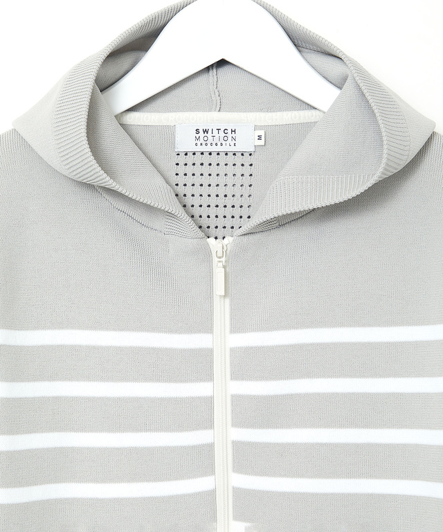 ボーダー柄 ジップアップ ニットパーカー