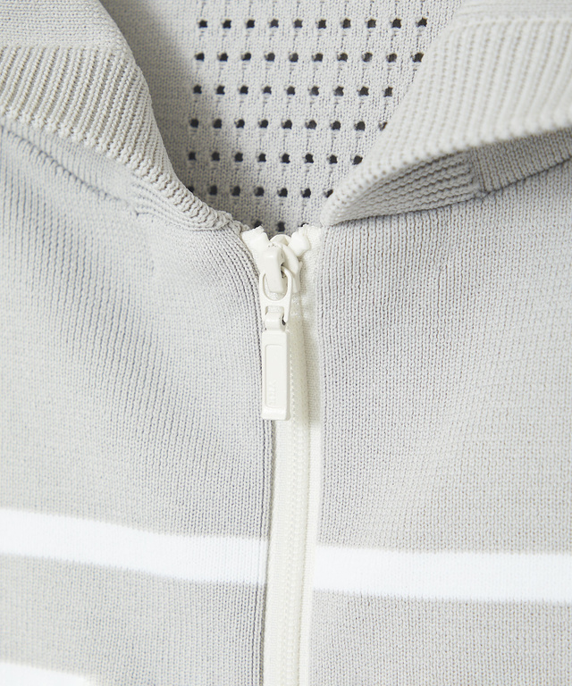 ボーダー柄 ジップアップ ニットパーカー