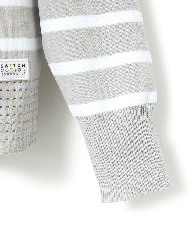 ボーダー柄 ジップアップ ニットパーカー