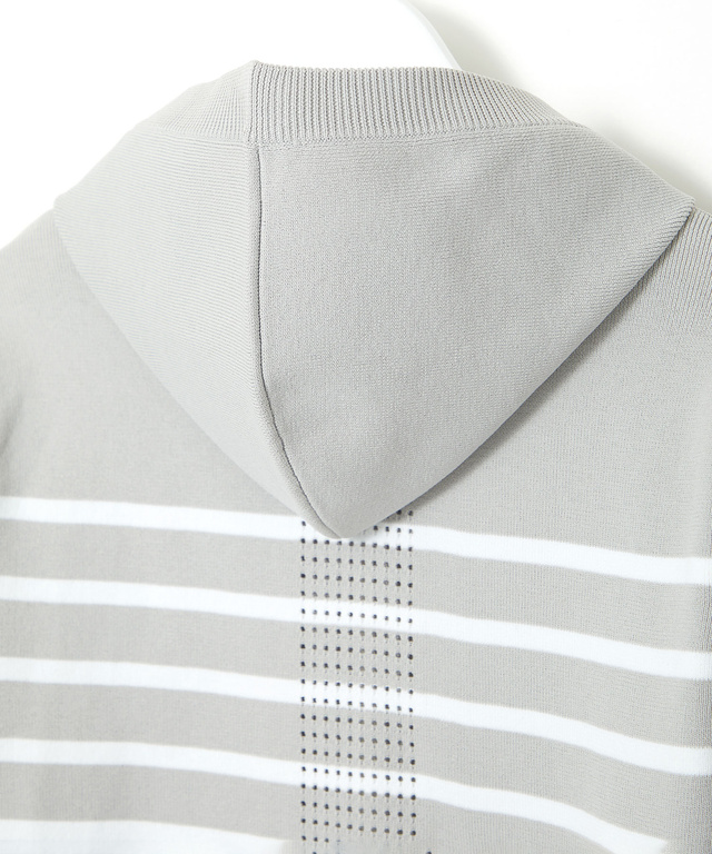 ボーダー柄 ジップアップ ニットパーカー