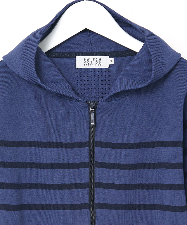 ボーダー柄 ジップアップ ニットパーカー