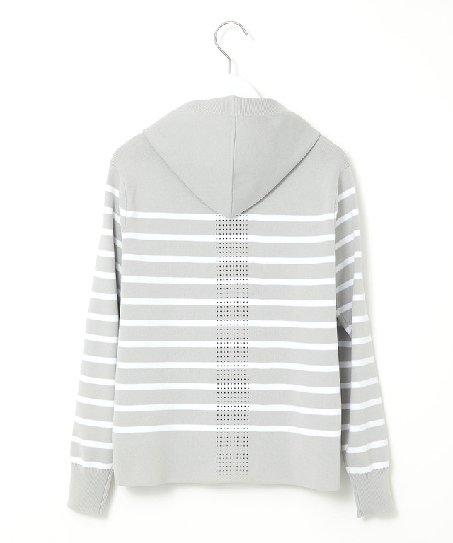 ボーダー柄 ジップアップ ニットパーカー